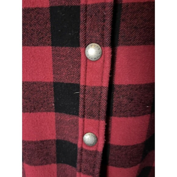 Orvis  Womens shacket Large Red Buffalo Plaid Flannel Snap Button Fleece Lined - Picture 4 of 7